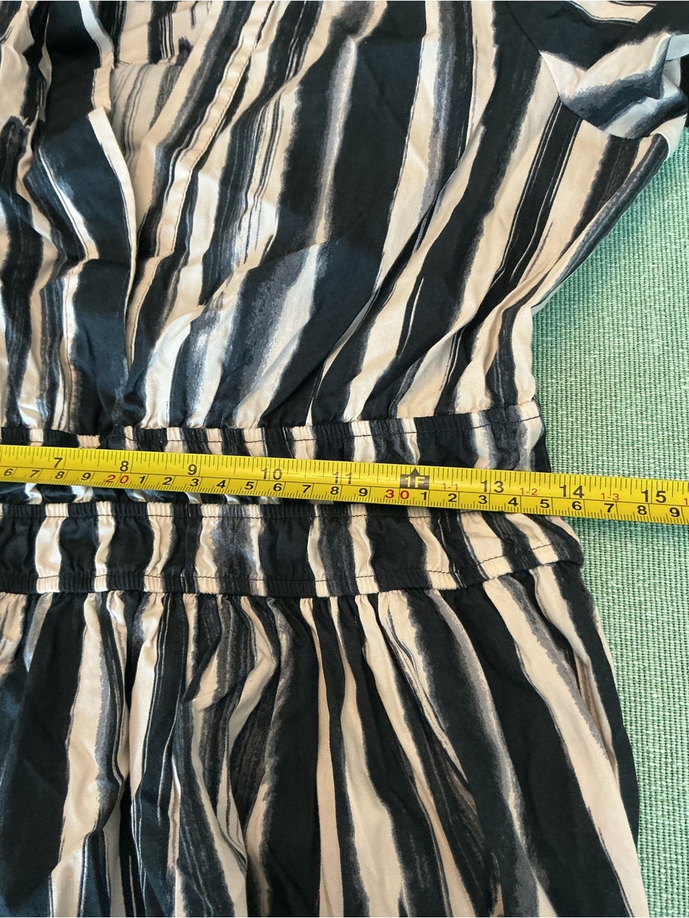 Anthropologie XS Black White Stripe Maxi Dress Cotton Pockets - Picture 10 of 13